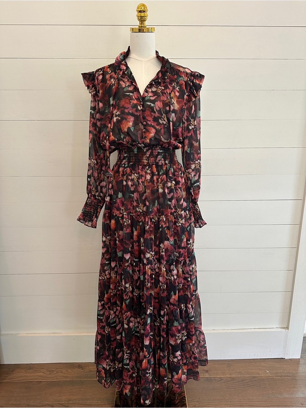 Misa Los Angeles Floral Long-Sleeve Maxi Dress in Multi-Color